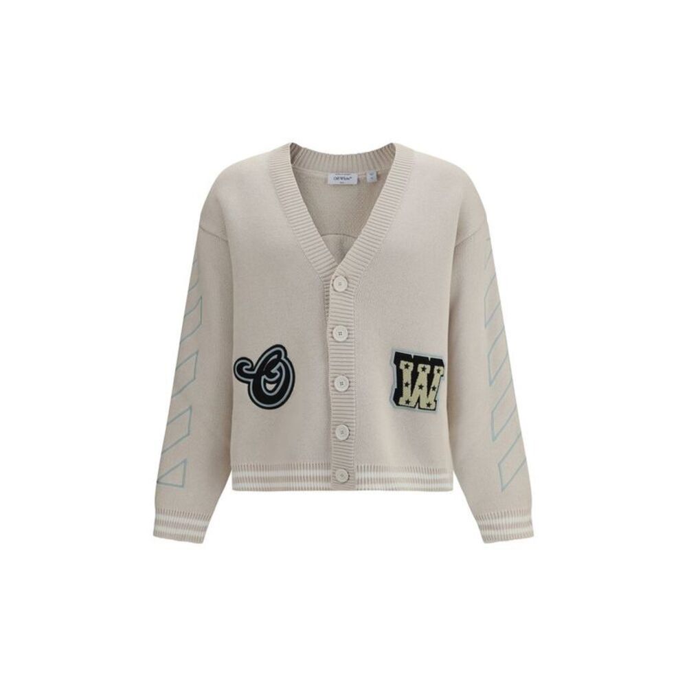 Off-White Beige Cotton Men's Cardigan